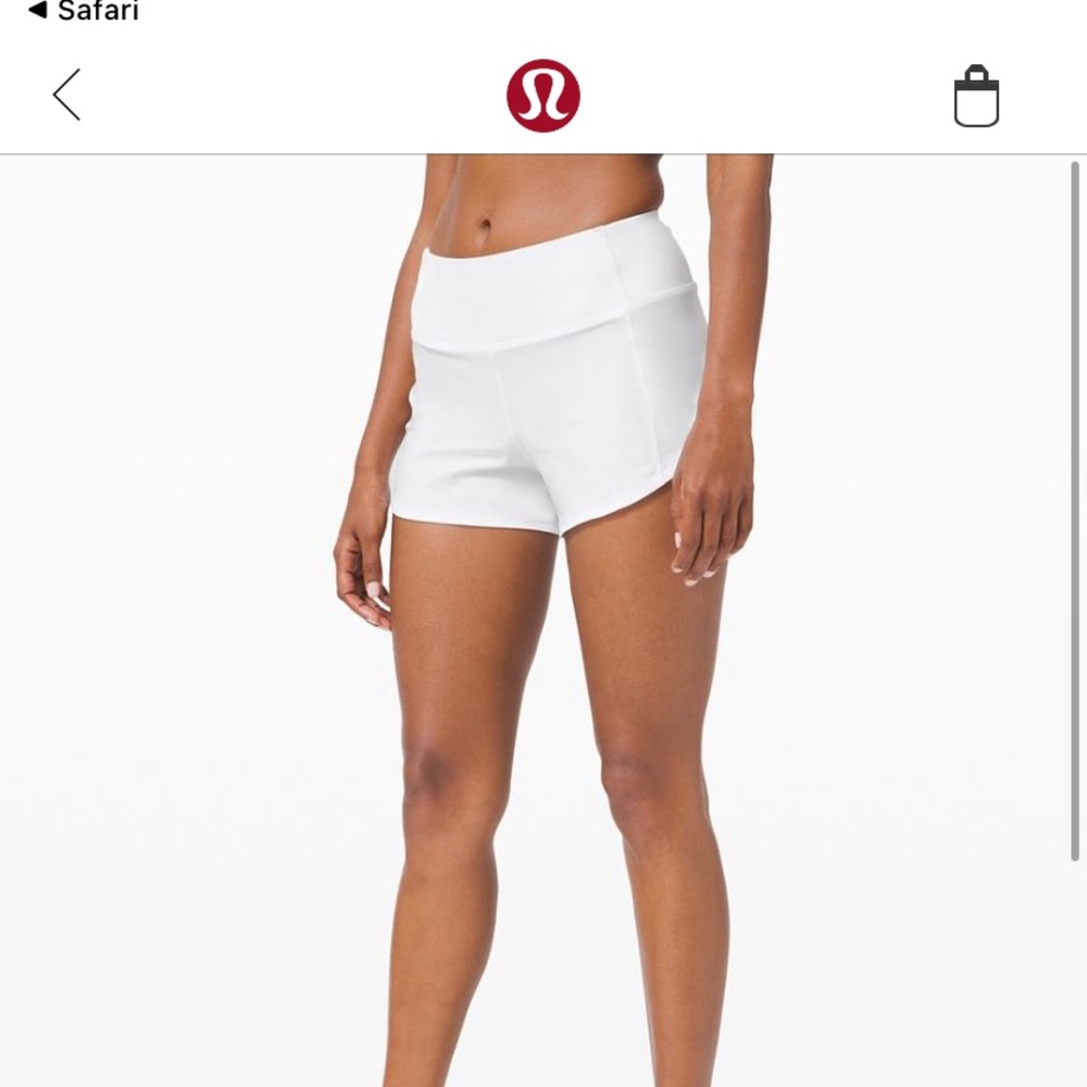 White lulu lemon running shorts size 4